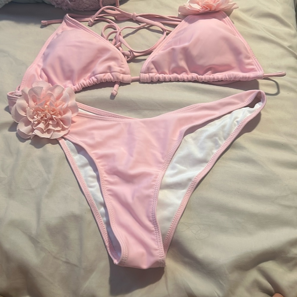 Pink flower bathing suit